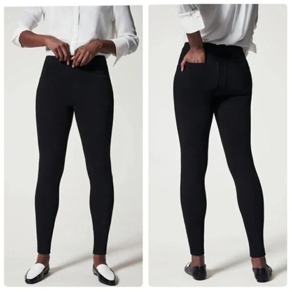 Spanx Jean Pants Leggings Black Ankle Pull On Medium - Picture 2 of 13